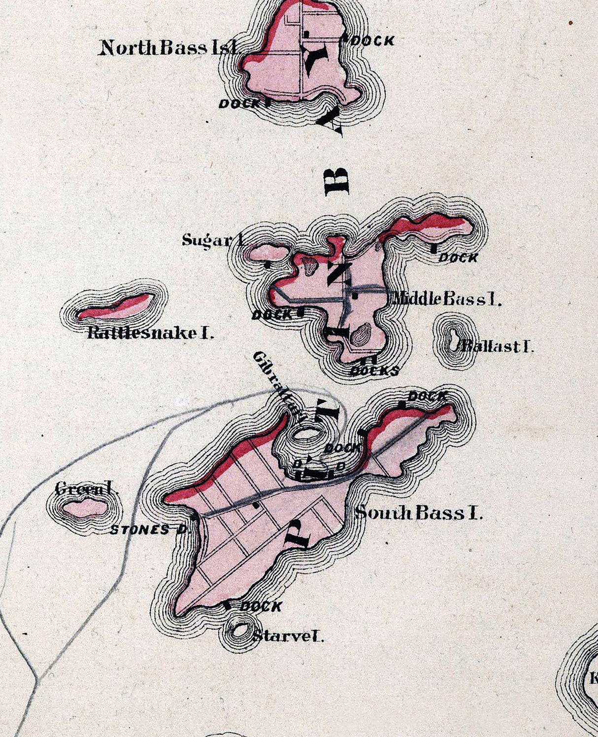 1874 Map of Ottawa County Ohio Lake Erie Islands