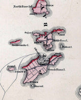 1874 Map of Ottawa County Ohio Lake Erie Islands
