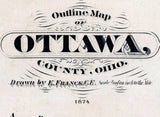 1874 Map of Ottawa County Ohio Lake Erie Islands