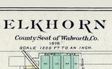1878 Map of Elkhorn Walworth County Wisconsin