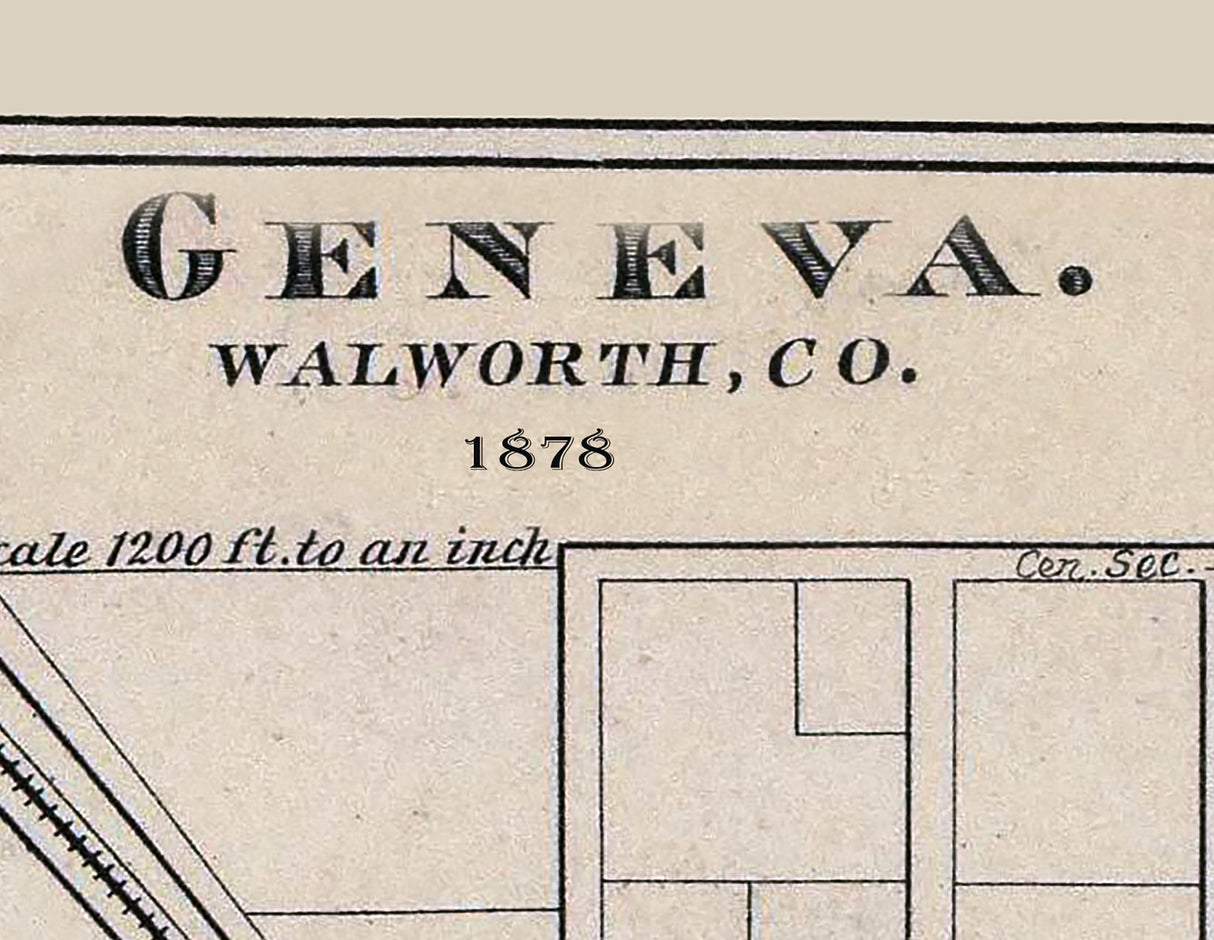 1878 Map of Geneva Walworth County Wisconsin