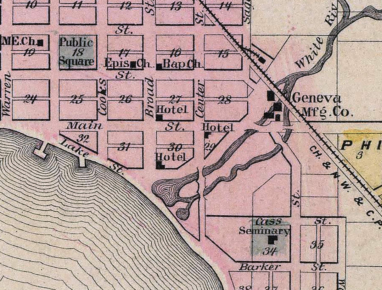 1878 Map of Geneva Walworth County Wisconsin