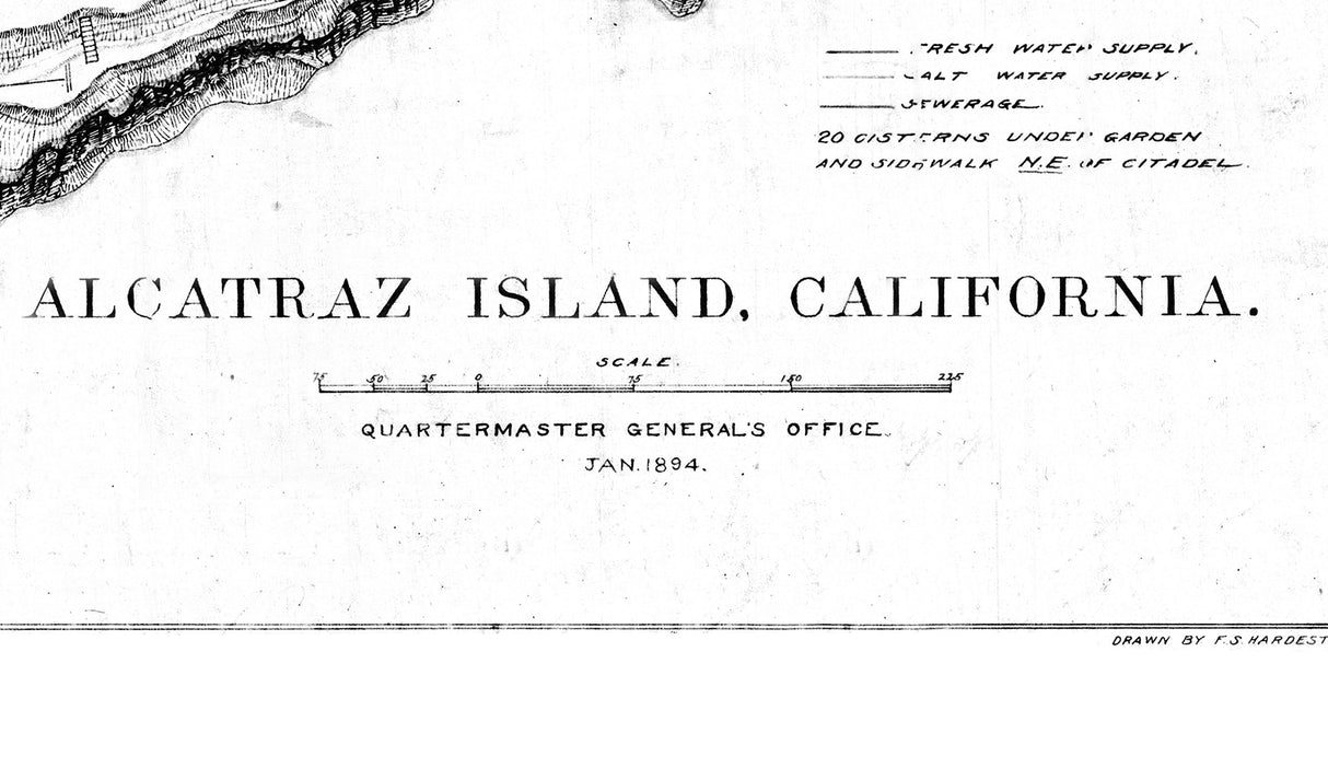1894 Map of Alcatraz Island California