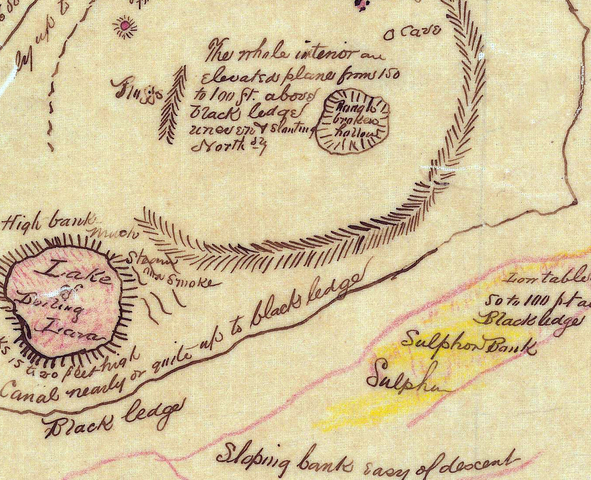 1846 Map of Kilowea Hawaii Volcano