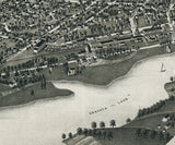 1855 Panoramic Map of Whitewater Walworth County Wisconsin