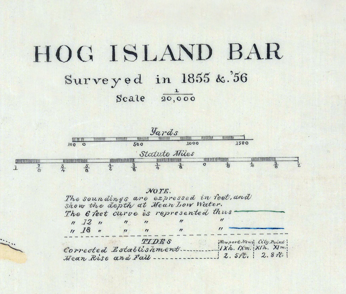 1856 Nautical Chart of Hog Island Bar Virginia