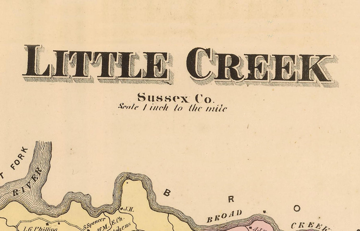 1868 Map of Little Creek Sussex County Delaware