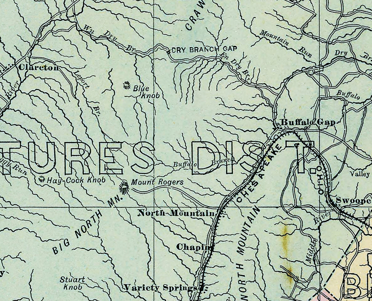 1885 Map of Augusta County Virginia