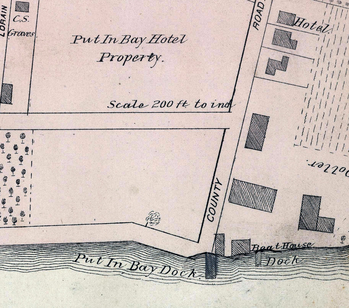 1874 Map of Put In Bay Ottawa County Ohio