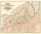 1839 Map of the Neenah or Fox River Wisconsin and Canals