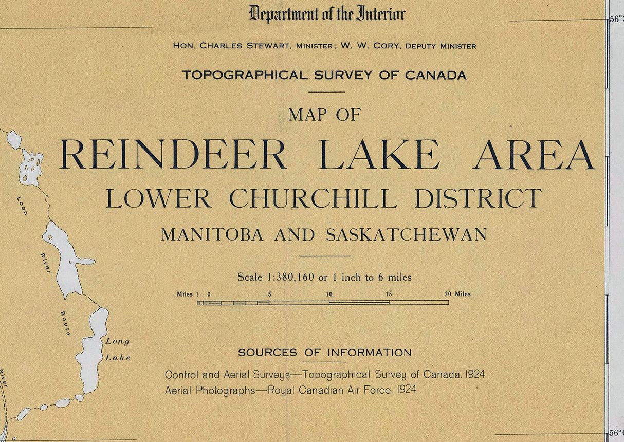 1925 Map of Reindeer Lake Area Manitoba and Saskatchewan Canada