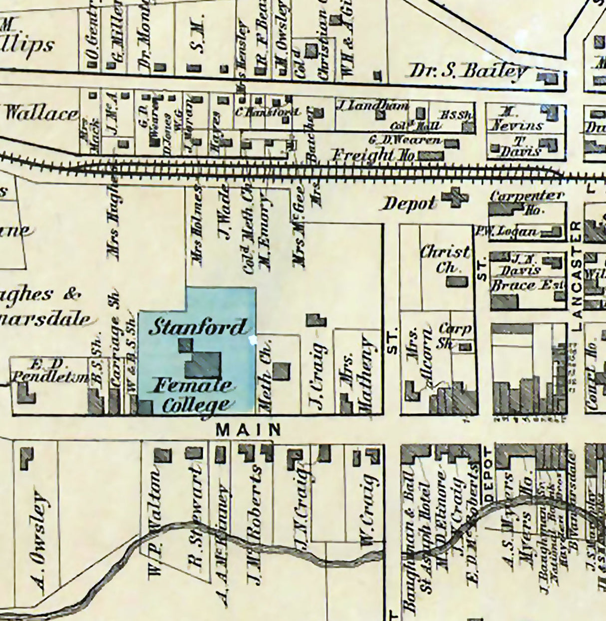 1879 Map of Stanford Lincoln County Kentucky