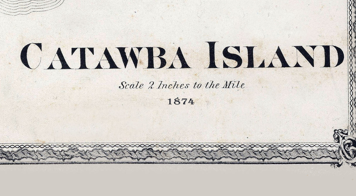 1874 Map of Catawba Island Ottawa County Ohio Lake Erie