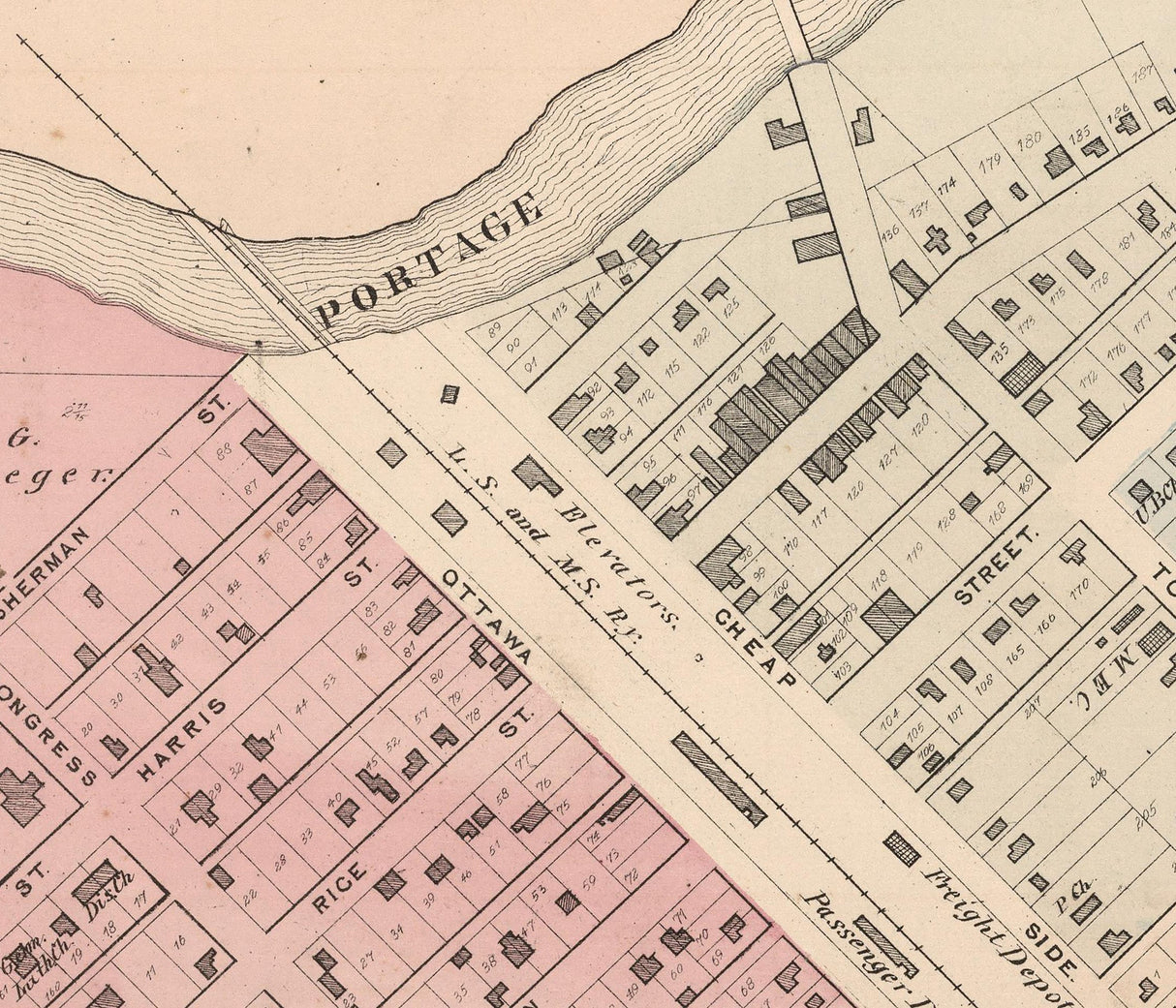 1874 Map of Elmore Ottawa County Ohio