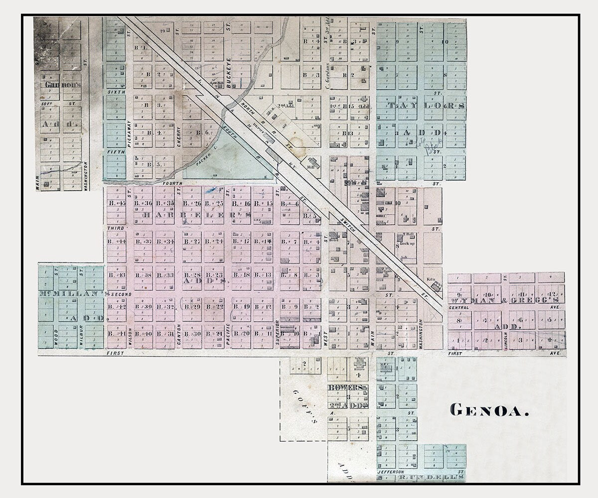 1874 Map of Genoa Ottawa County Ohio