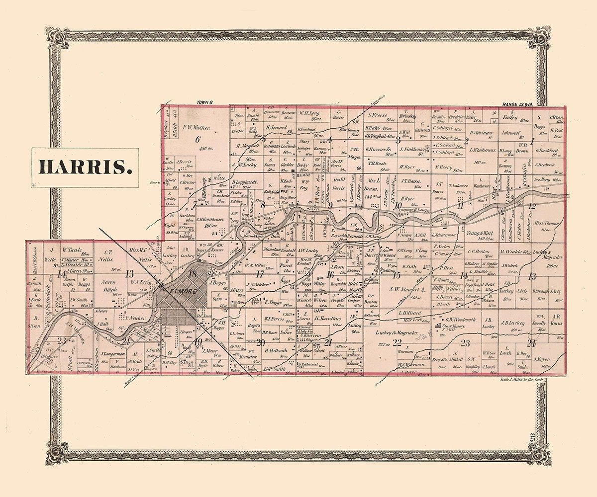 1874 Map of Harris Township Ottawa County Ohio