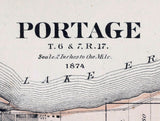 1874 Map of Portage Township Ottawa County Ohio Port Clinton