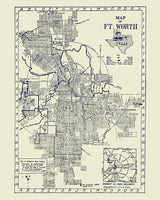 1917 Map of Fort Worth Texas