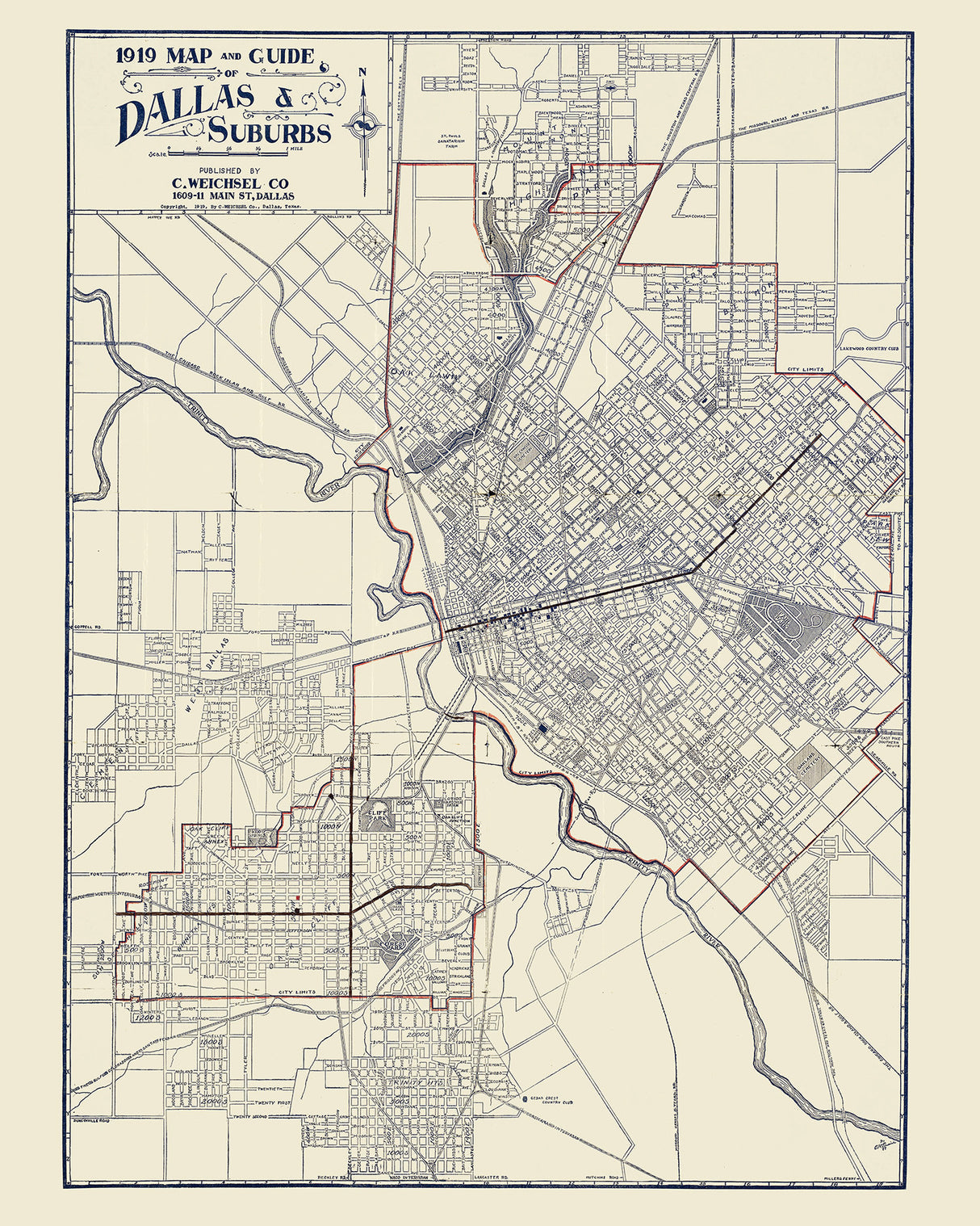 1919 Map of Dallas Texas