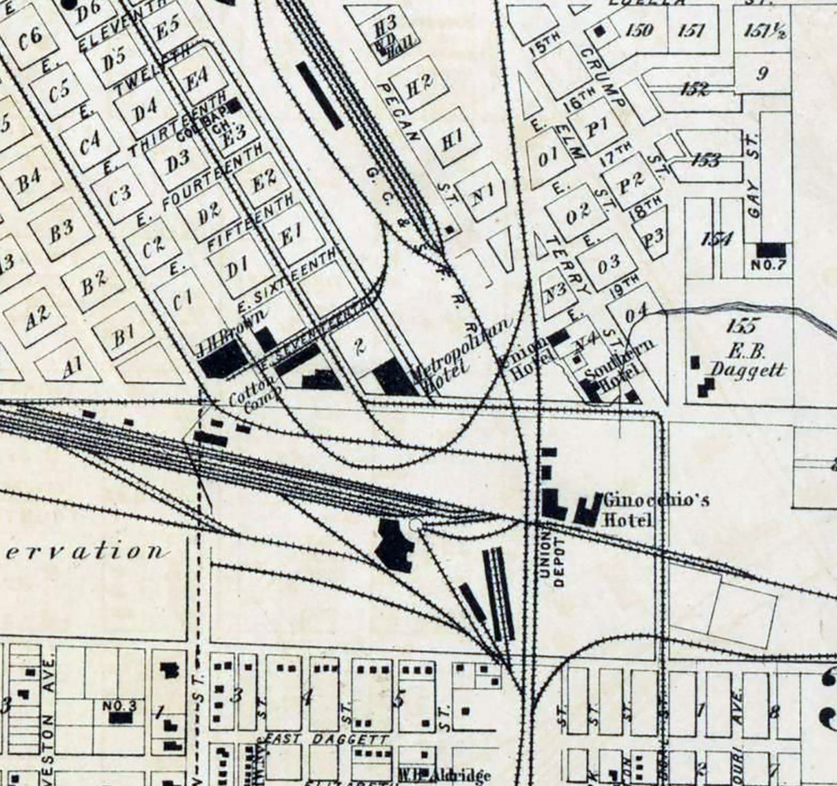1885 Map of Fort Worth Texas