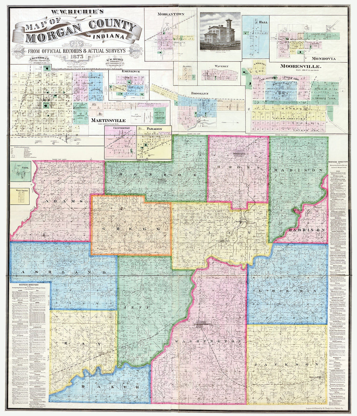 1875 Map of Morgan County Indiana
