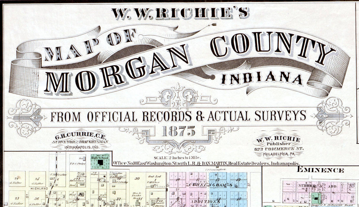 1875 Map of Morgan County Indiana