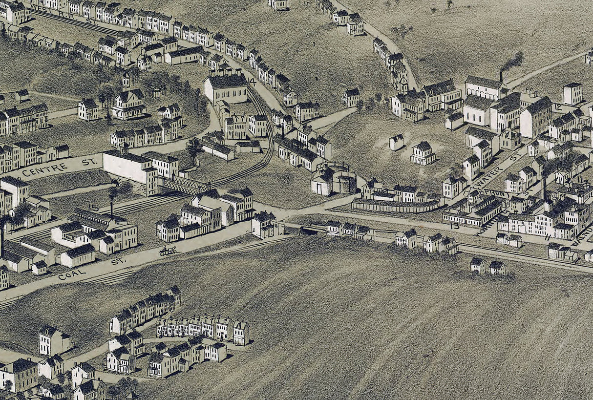 1889 Panoramic Map of Pottsville Pennsylvania
