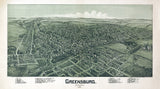 1901 Panoramic Map of Greensburg Pennsylvania
