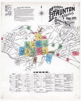 1899 Town Map of Staunton Augusta County Virginia