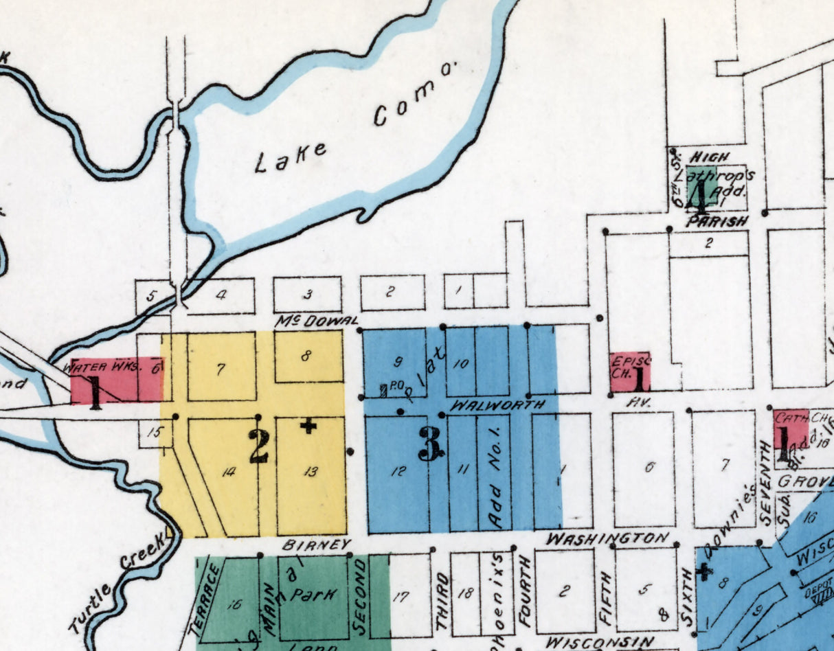 1904 Town Map of Delavan Walworth County Wisconsin