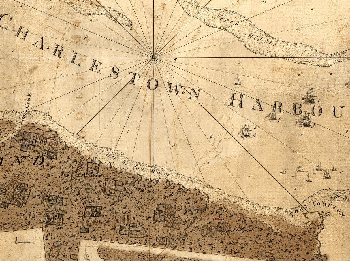 1800 Map of Charlestown South Carolina and Harbor