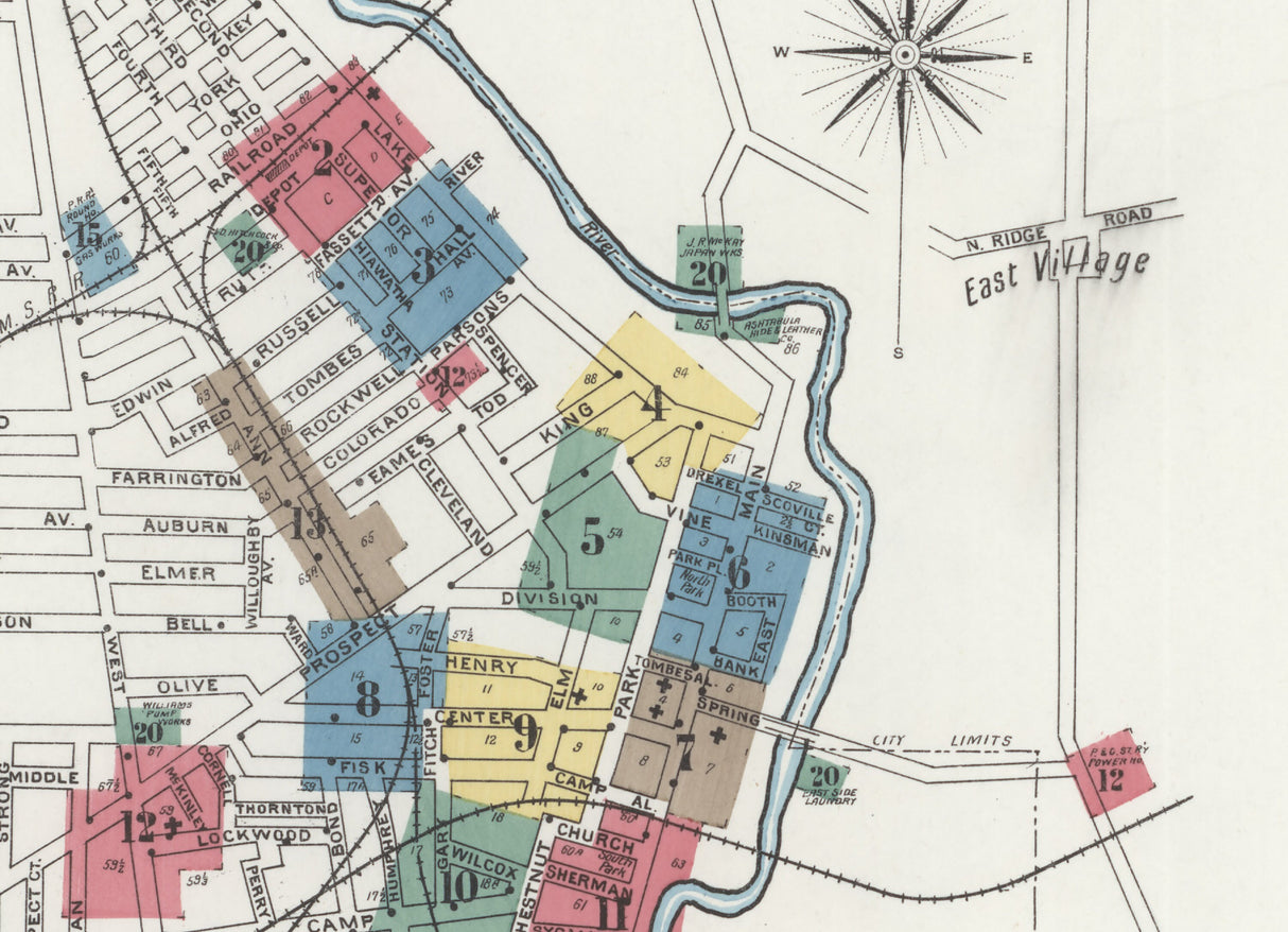 1903 Town Map of Ashtabula Ohio