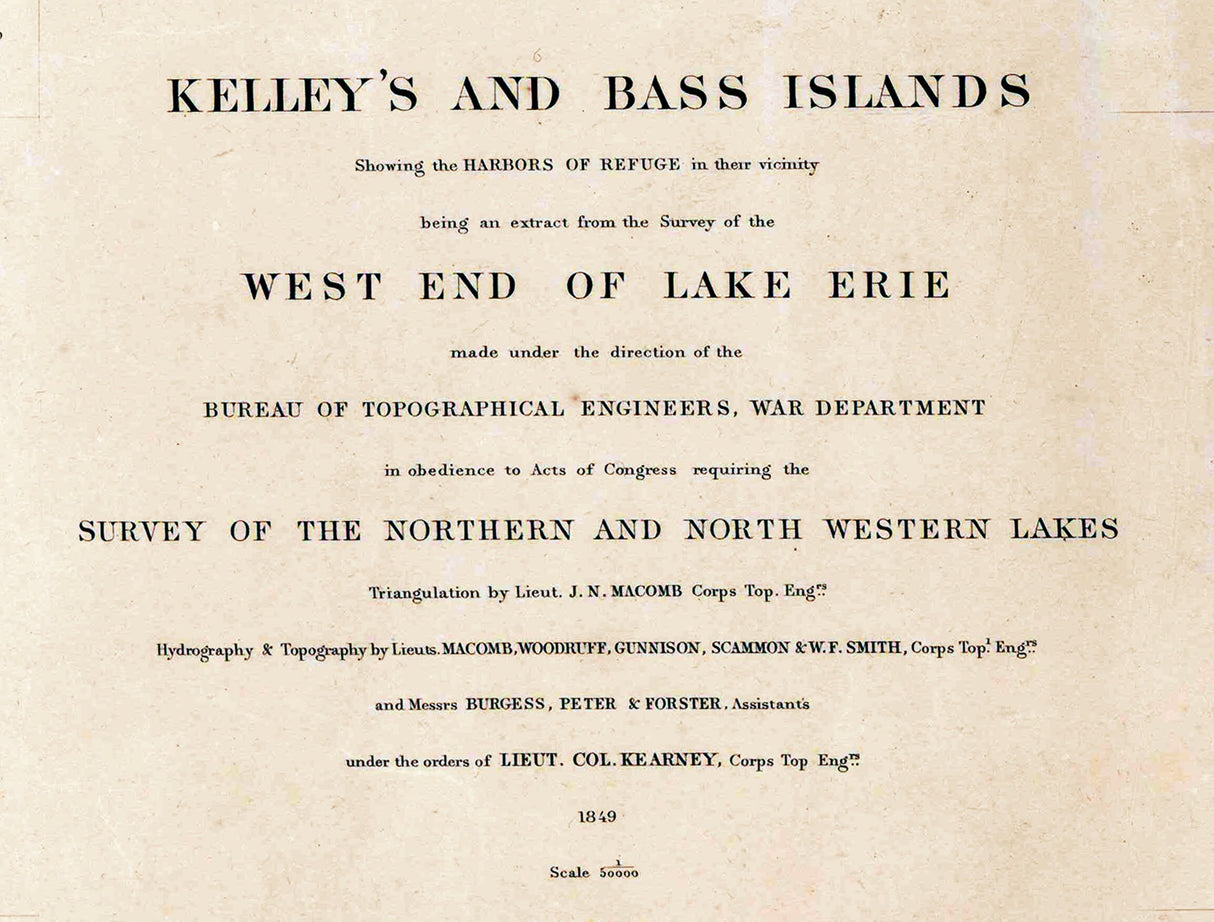 1849 Nautical Map of Lake Erie Islands