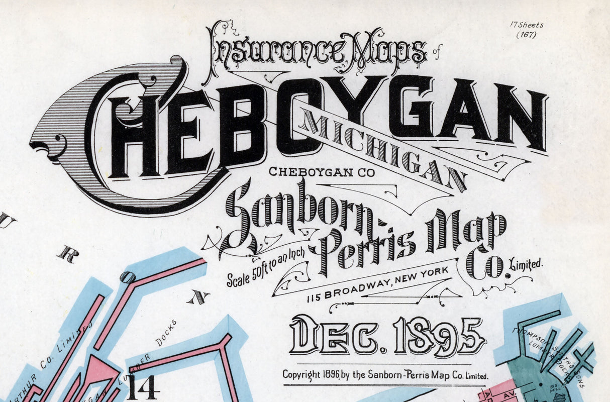 1895 Map of Cheboygan Michigan