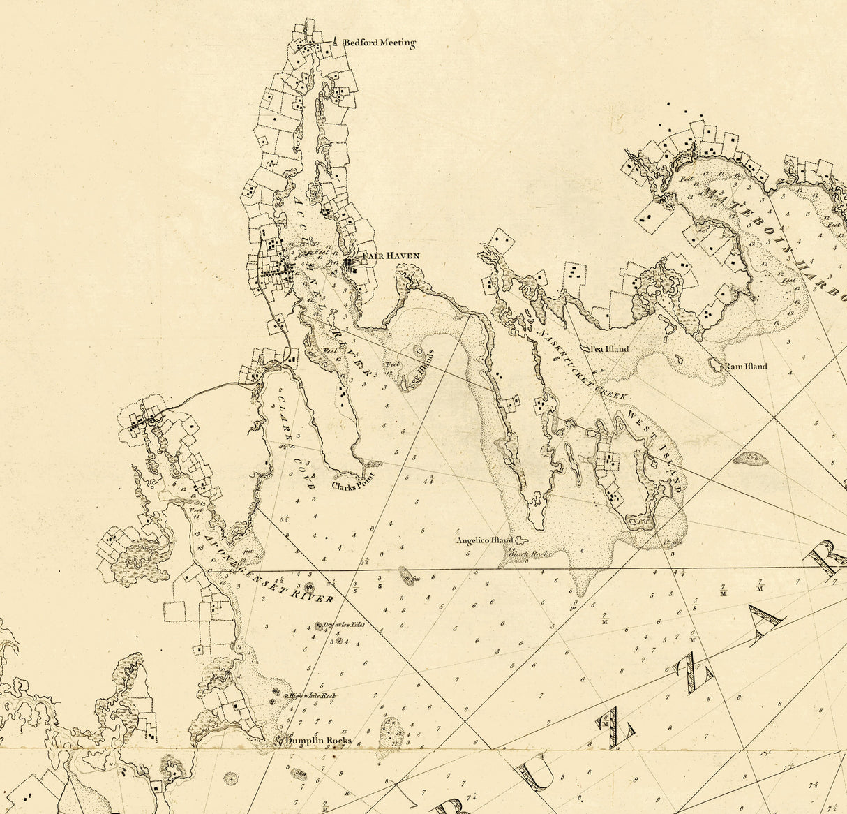 1800 Nautical Chart of Buzzards Bay and Vineyard Sound Massachusetts