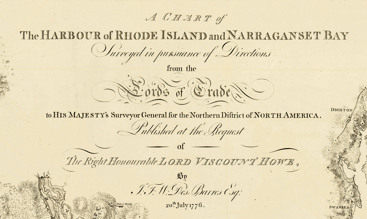 1800 Nautical Chart of Narraganset Bay Rhode Island