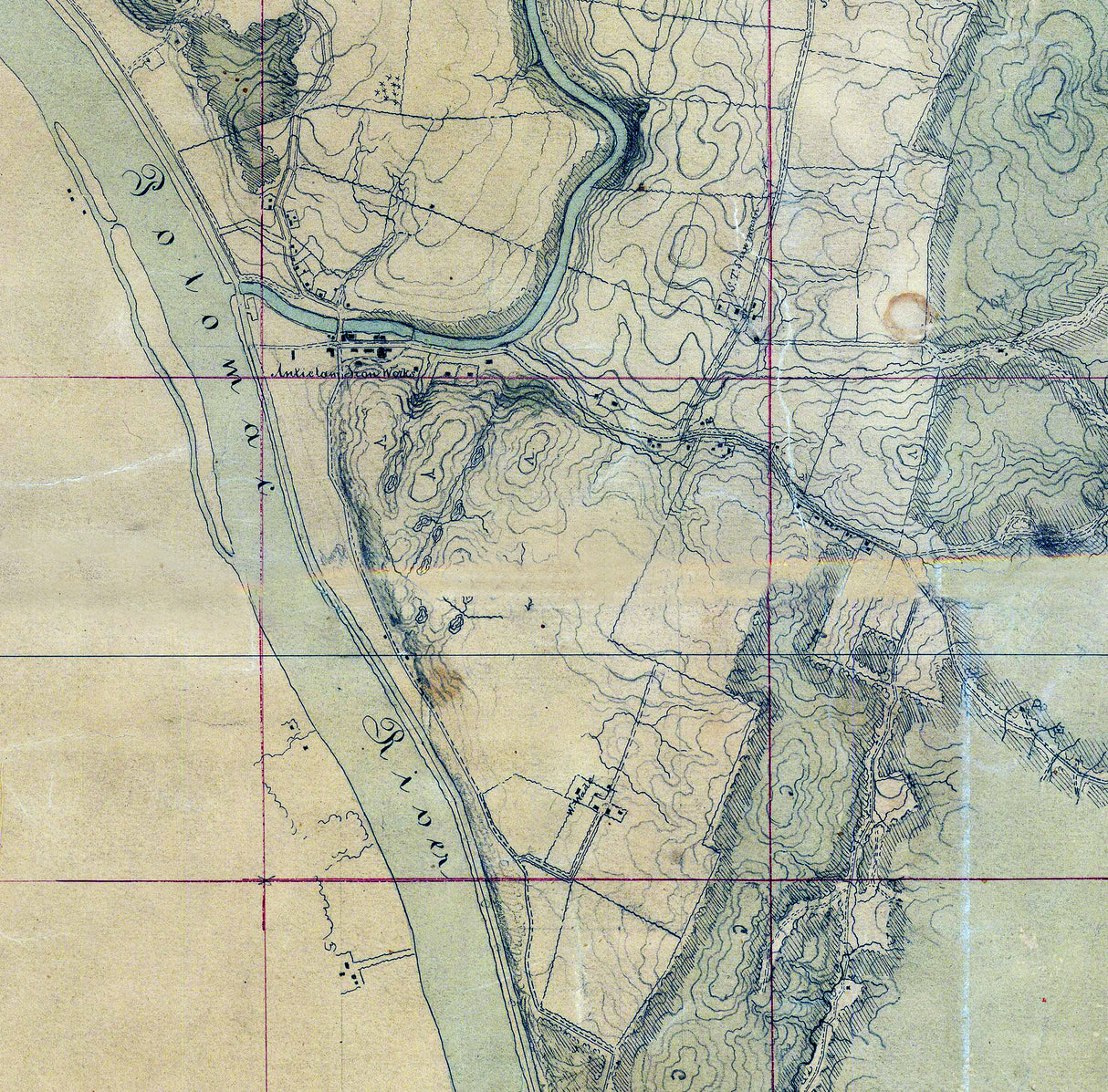 1862 Map of Sharpsburg Washington County Maryland Farms