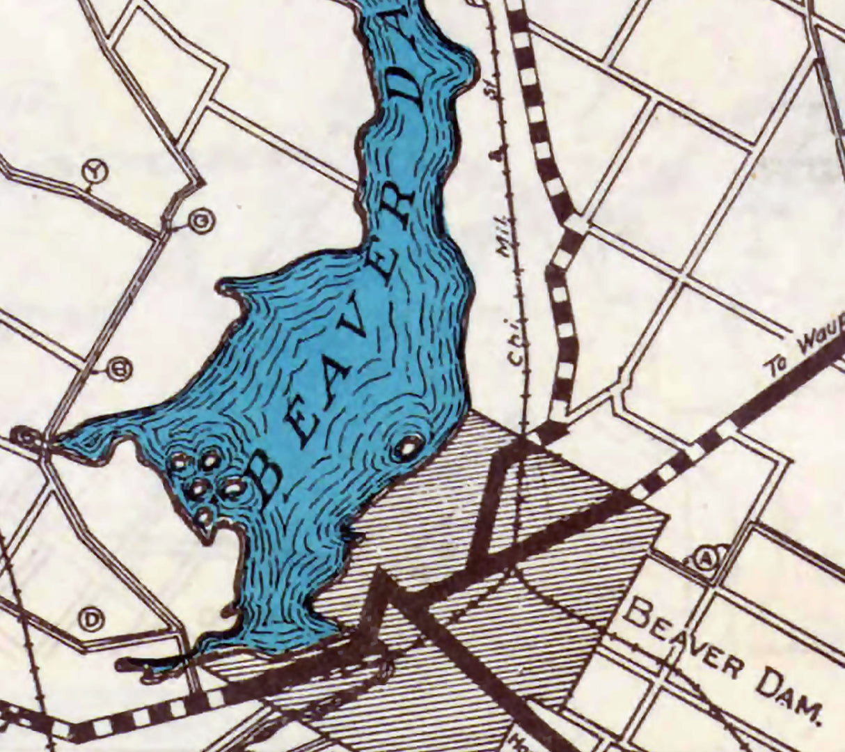 1923 Map of Fox and Beaver Dam Lake Wisconsin