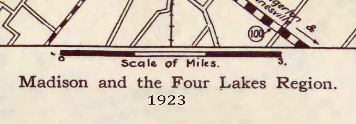 1923 Map of Madison and the Four Lakes Region Wisconsin