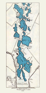 1923 Map of Waupaca Chain o Lakes Wisconsin