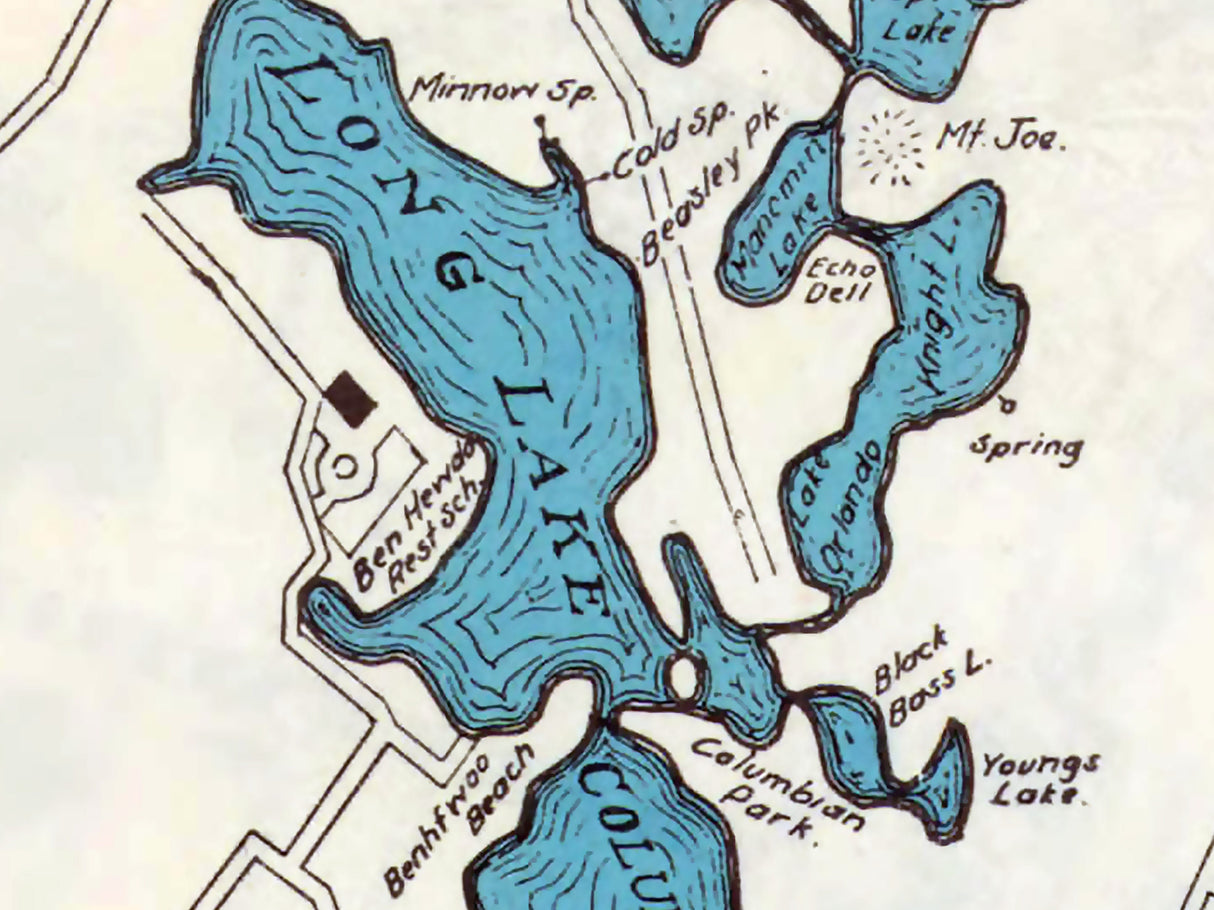 1923 Map of Waupaca Chain o Lakes Wisconsin