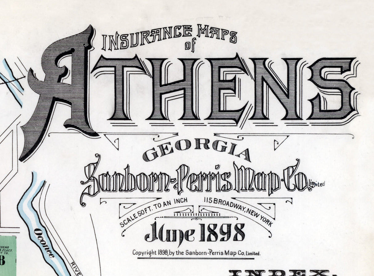 1898 Town Map of Athens Clark County Georgia