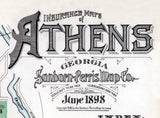 1898 Town Map of Athens Clark County Georgia