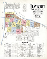 1904 Town Map of Lewiston Nez Perce County Idaho