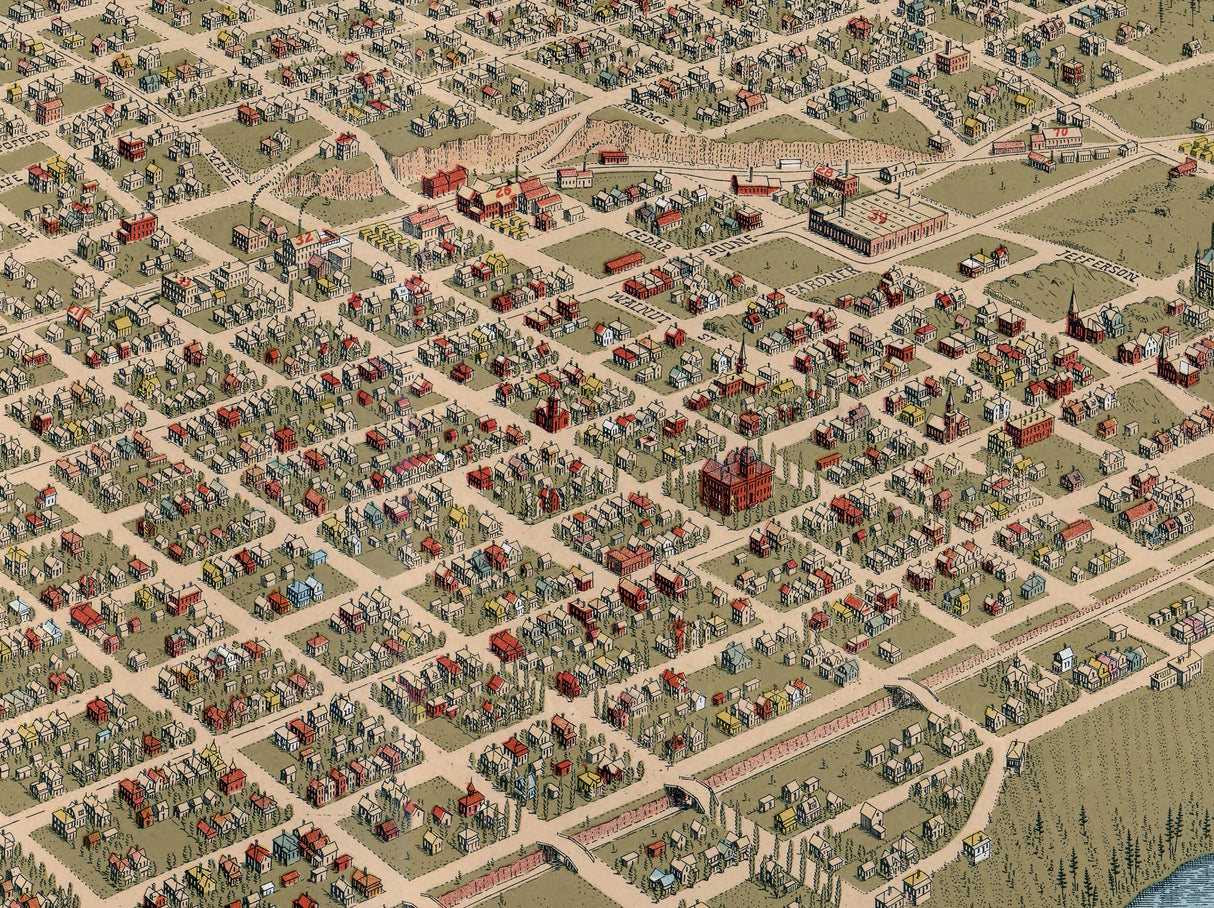 1905 Panoramic Map of Spokane Washington