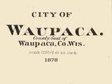 1878 Town Map of Waupaca Waupaca County Wisconsin