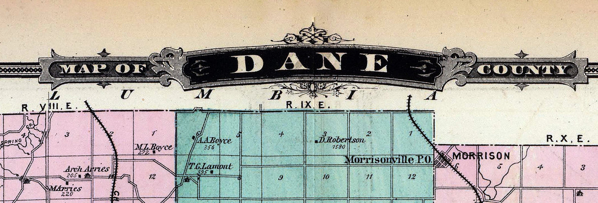 1878 Map of Dane County Wisconsin