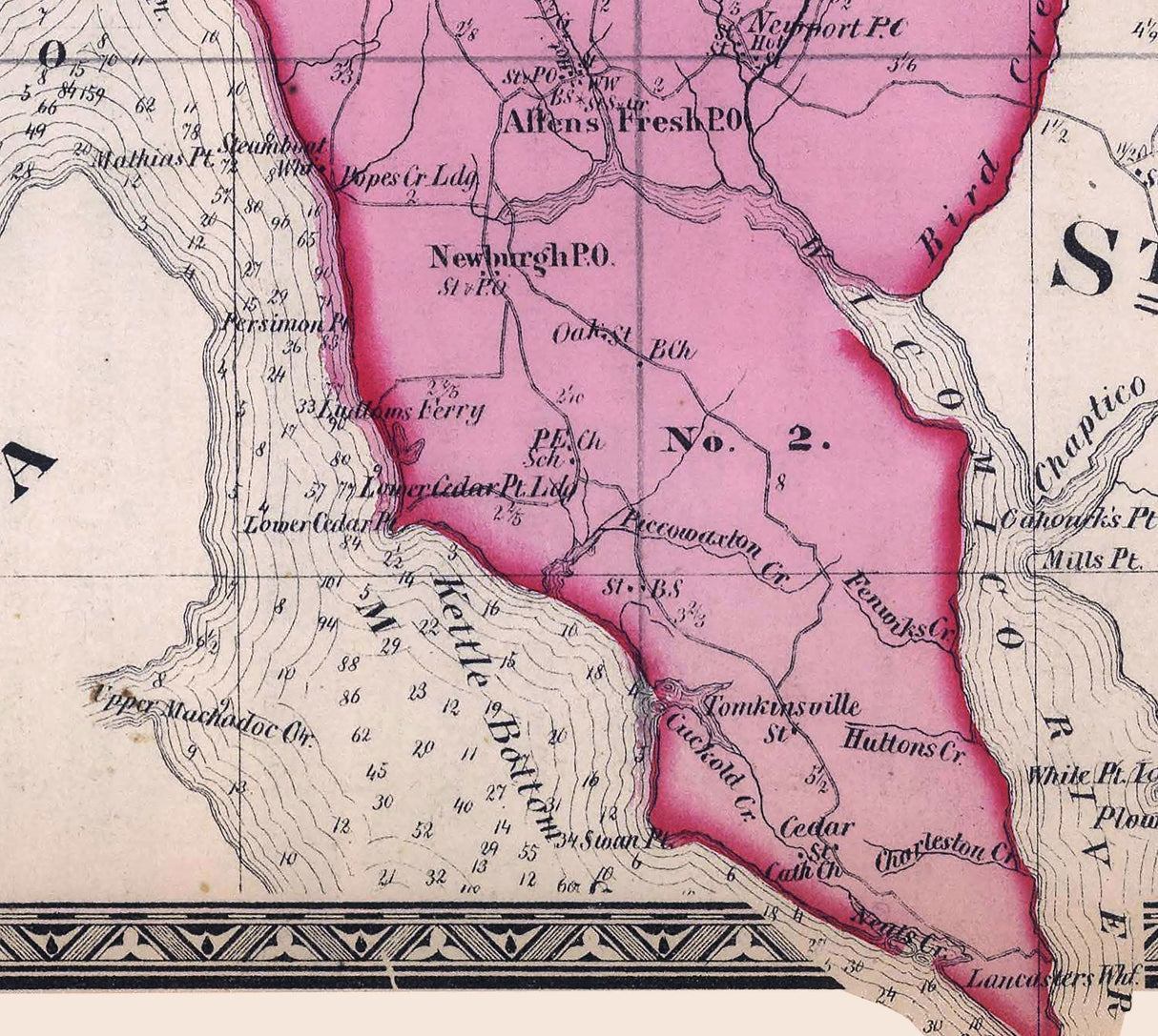 1866 Map of Charles County Maryland