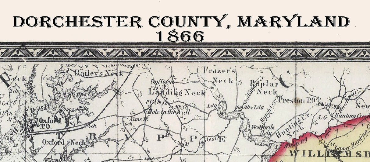 1866 Map of Dorchester County Maryland