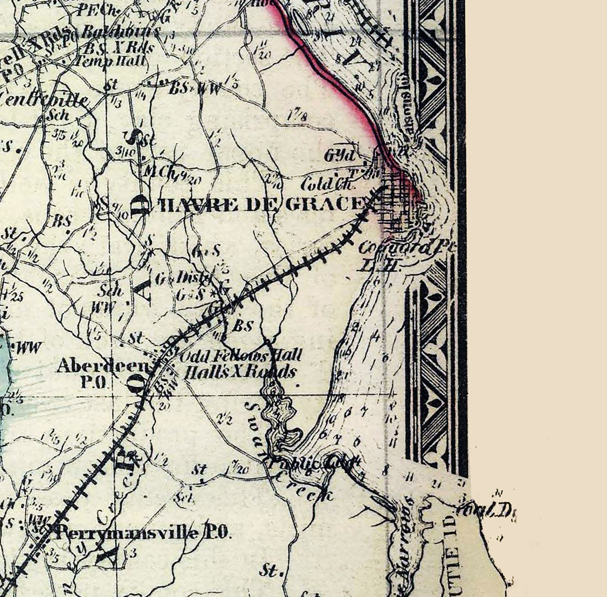 1866 Map of Harford County Maryland